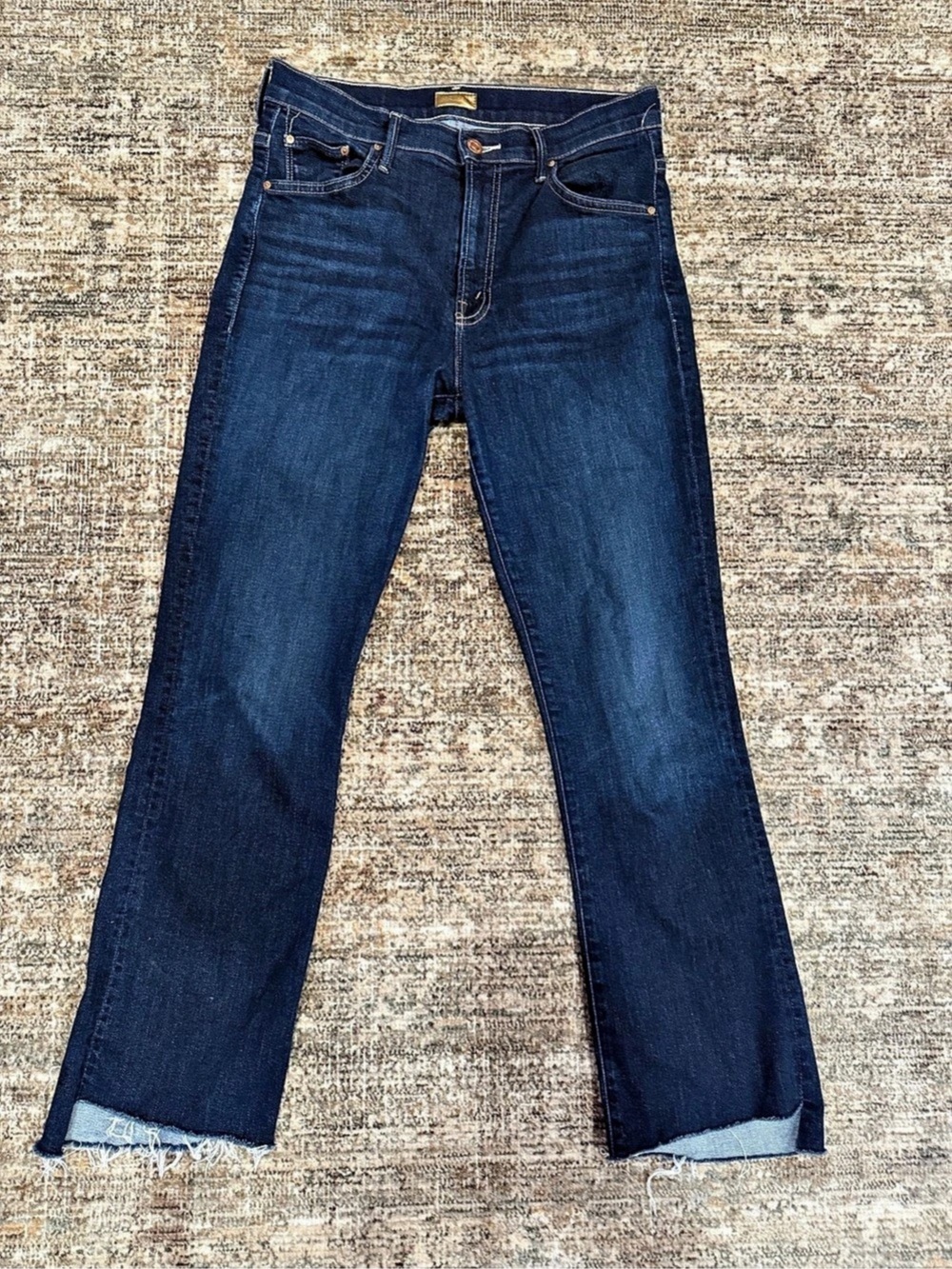 Mother The Insider Crop Step Fray Boot Cut Jeans Waist 28 Blue